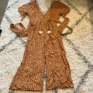 NWT Faithful The Brand Cedric Jumpsuit Vintage Bloom Peach Floral Women’s US2